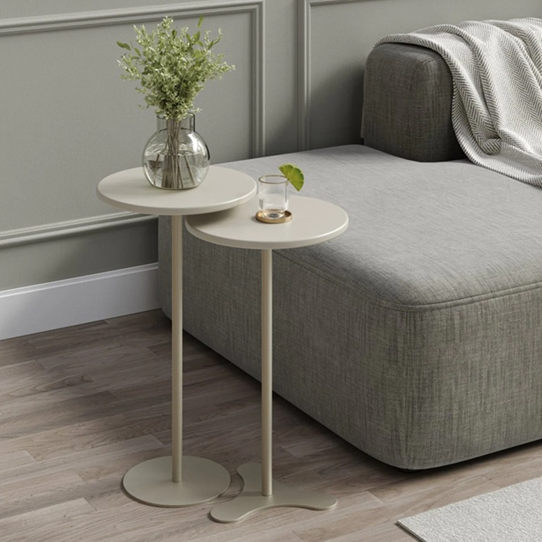 Set (2) mesas laterales Off-White Fosco/Champagne