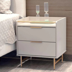 Mesa de noche Off-White Fosco/Dorado