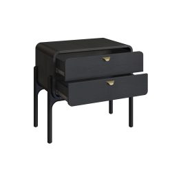 Alternative view of Mesita de noche color negro de 2 gavetas