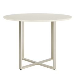Mesa de comedor redonda Blanco Mate/Champagne