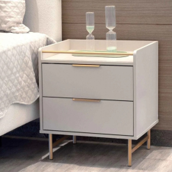 Mesa de noche Off-White Fosco/Dorado